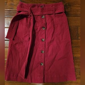 Chic Burgundy Button-Up Skirt